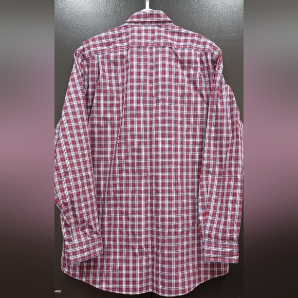 LL Bean Men's Tall Red Plaid Shirt Traditional Fit 100% Cotton - Picture 2 of 7